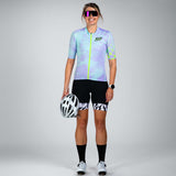 WOMEN'S LTD CYCLE AERO JERSEY WITH EXPOSED ZIPPER - ELECTRIC